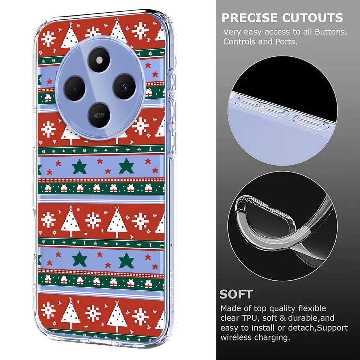 For Xiaomi Redmi 14C 4G / 17C 4G / 14C 5G / 14R 5G / A4 5G / A3 Pro 4G / Poco C75 4G / C75 5G /  M7 5G Case Christmas Themed Pattern Printing TPU Phone Back Cover