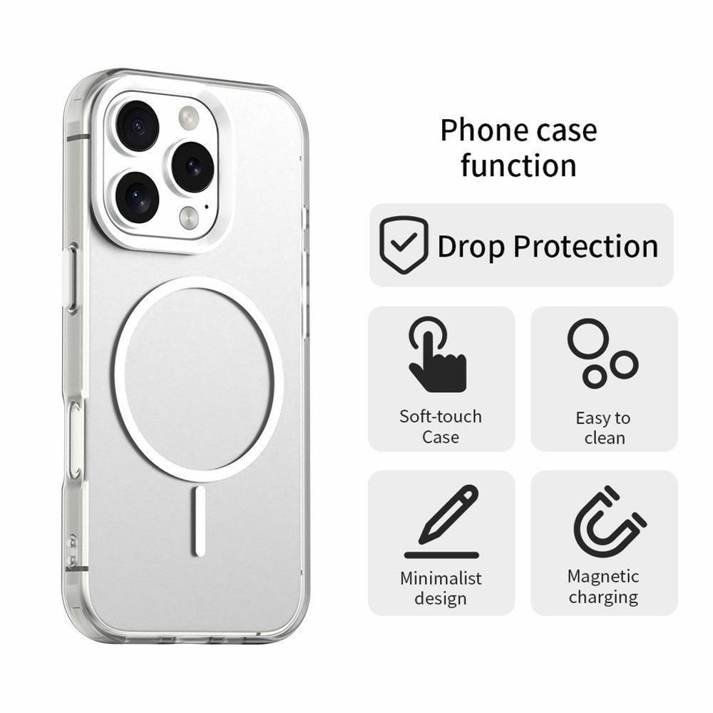 Til iPhone 16 Pro Cover Candy Color PC + TPU + PET Telefoncover Kompatibelt med MagSafe