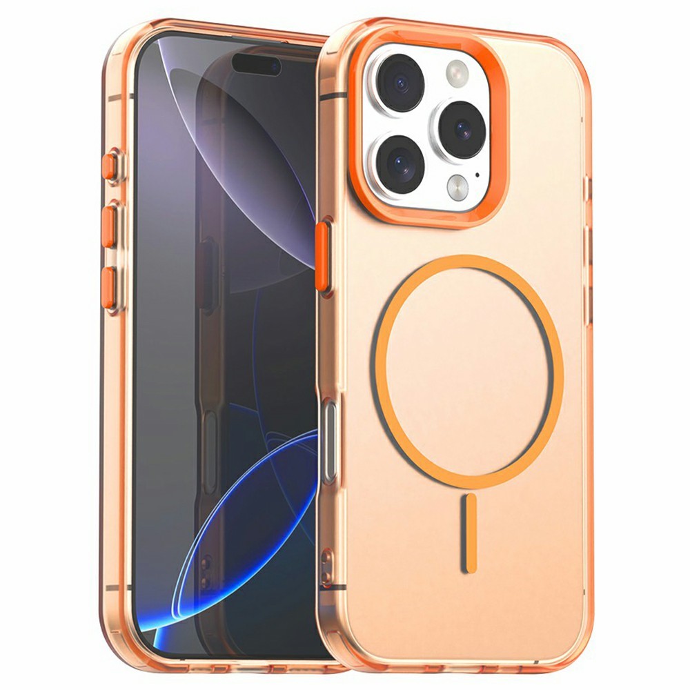 Til iPhone 16 Pro Cover Candy Color PC + TPU + PET Telefoncover Kompatibelt med MagSafe