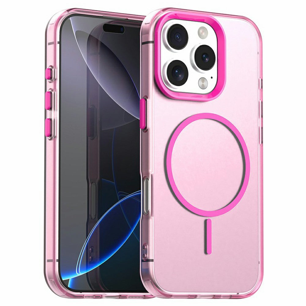 Til iPhone 16 Pro Cover Candy Color PC + TPU + PET Telefoncover Kompatibelt med MagSafe