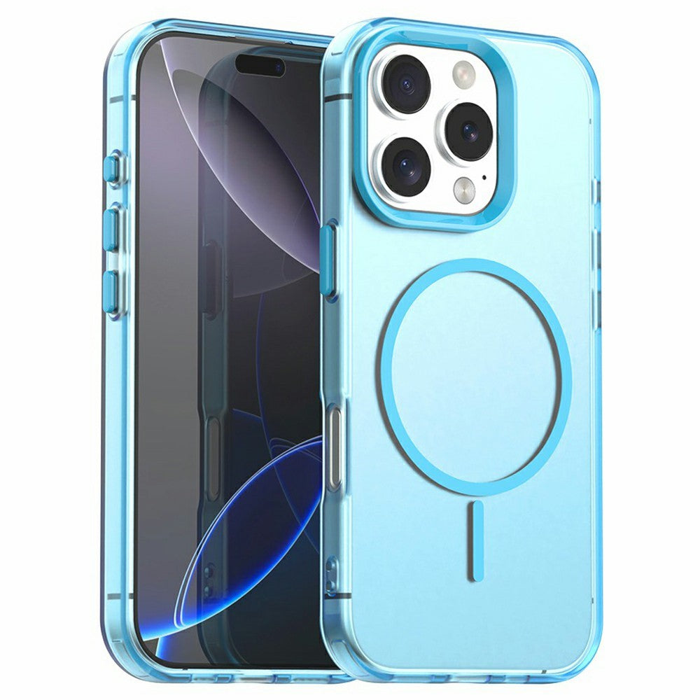Til iPhone 16 Pro Cover Candy Color PC + TPU + PET Telefoncover Kompatibelt med MagSafe