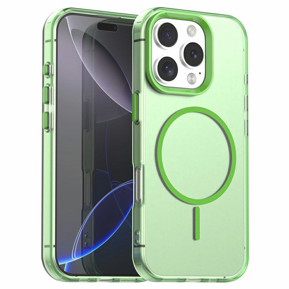 Til iPhone 16 Pro Cover Candy Color PC + TPU + PET Telefoncover Kompatibelt med MagSafe
