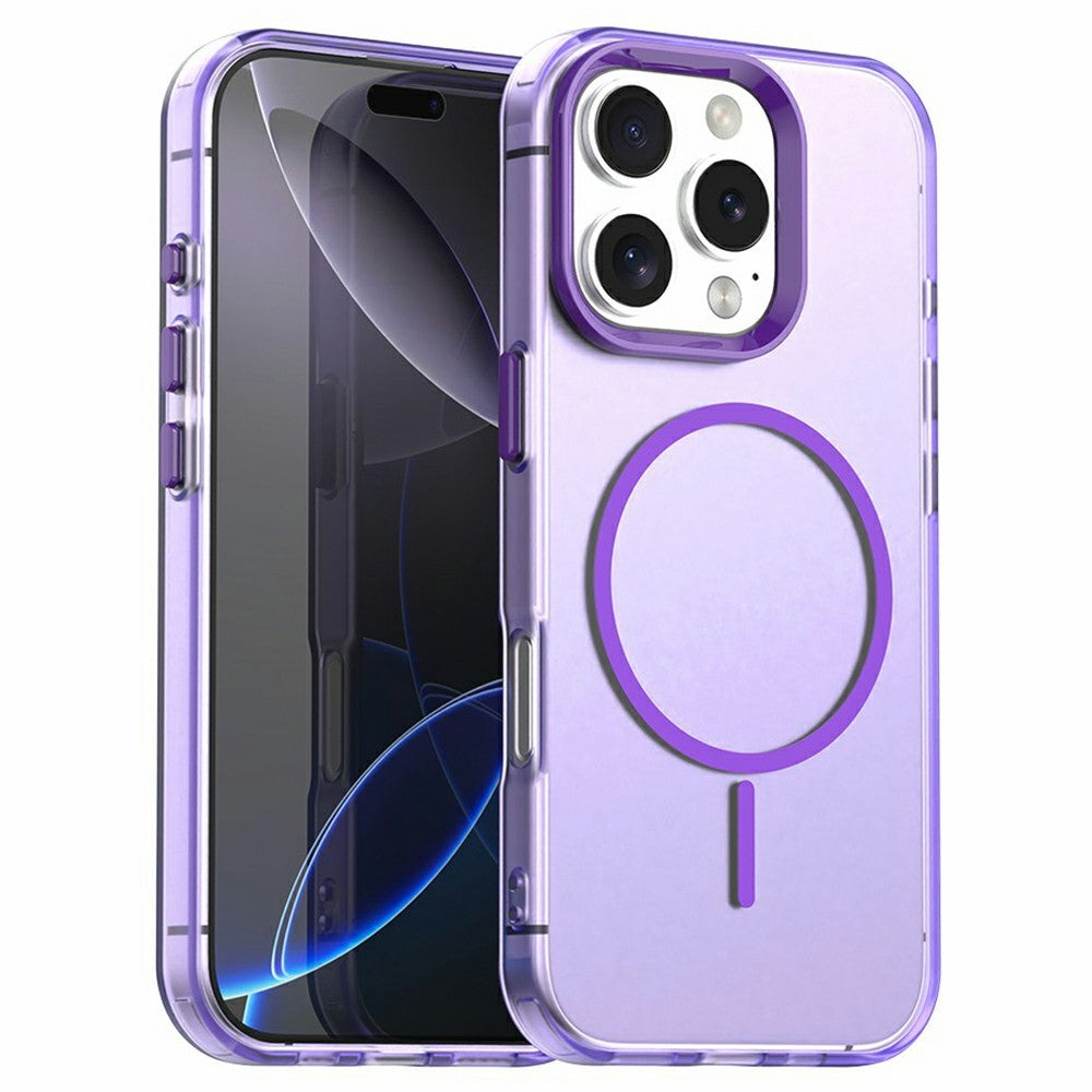 Til iPhone 16 Pro Cover Candy Color PC + TPU + PET Telefoncover Kompatibelt med MagSafe