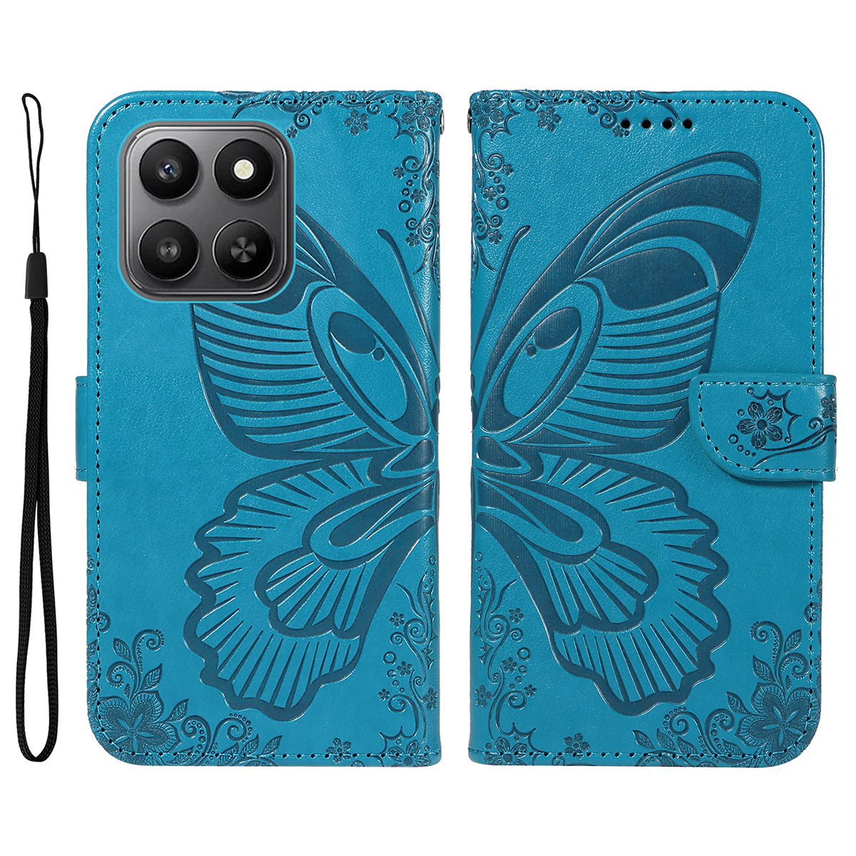 For Honor 400 Smart 4G Case Butterfly Pattern PU Leather Folio Flip Phone Cover