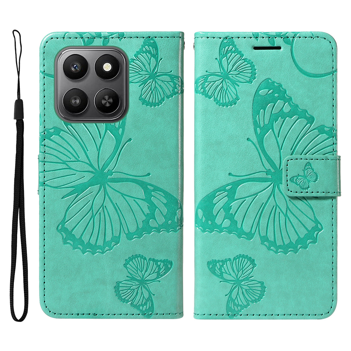 For Honor 400 Smart 4G Wallet Case Floral Butterfly Imprinted Leather Phone Cover Stand