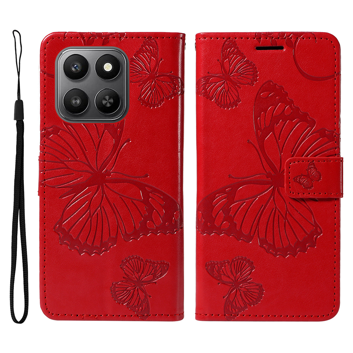 For Honor 400 Smart 4G Wallet Case Floral Butterfly Imprinted Leather Phone Cover Stand