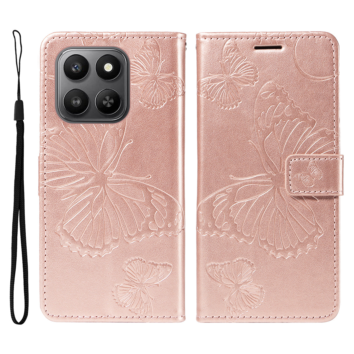 For Honor 400 Smart 4G Wallet Case Floral Butterfly Imprinted Leather Phone Cover Stand