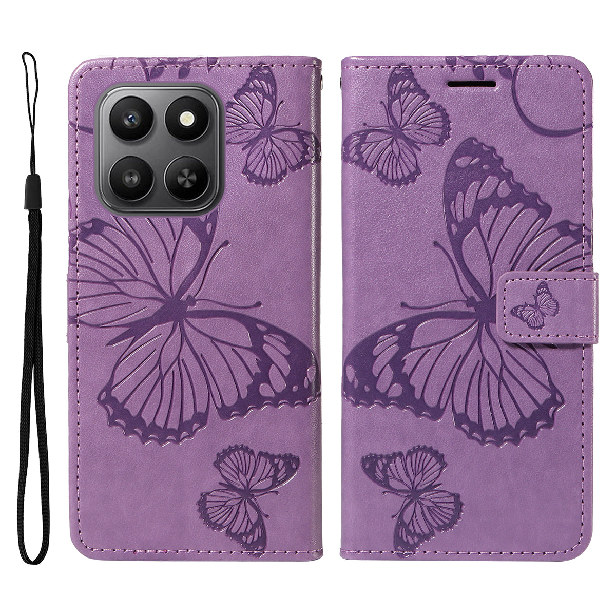 For Honor 400 Smart 4G Wallet Case Floral Butterfly Imprinted Leather Phone Cover Stand