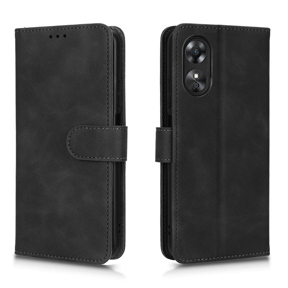 Phone Cover for Oppo A17 4G / A17k 4G , Well-protected Skin-touch Feeling PU Leather Wallet Case with Stand Feature