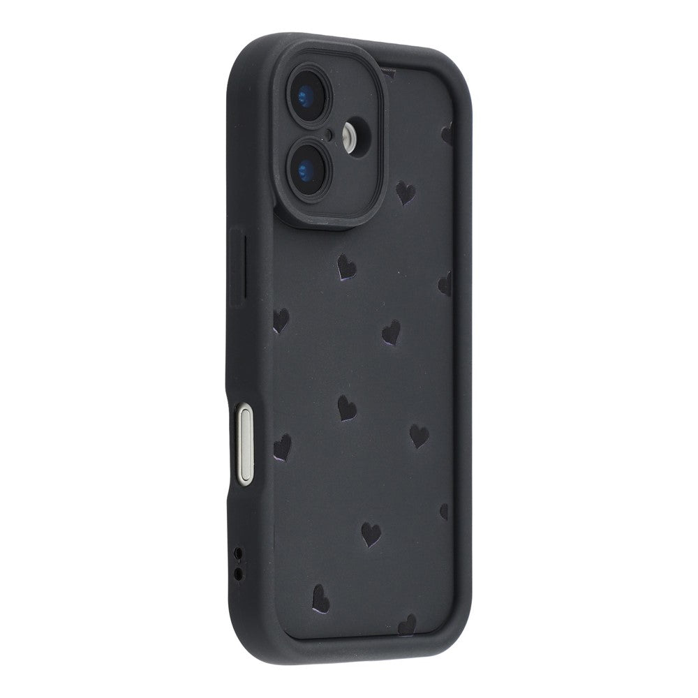 For iPhone 16 Plus Case Heart Pattern TPU Phone Cover with Stepped Edge