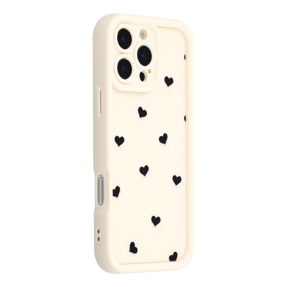 iPhone 16 Pro-skal med hjärtmönster i TPU och stegkant
