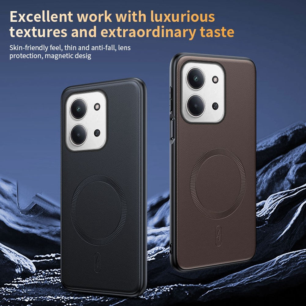 For Xiaomi Redmi 15R 5G Magnetic Case Magnetic Case Leather Coated TPU + PC Phone Cover