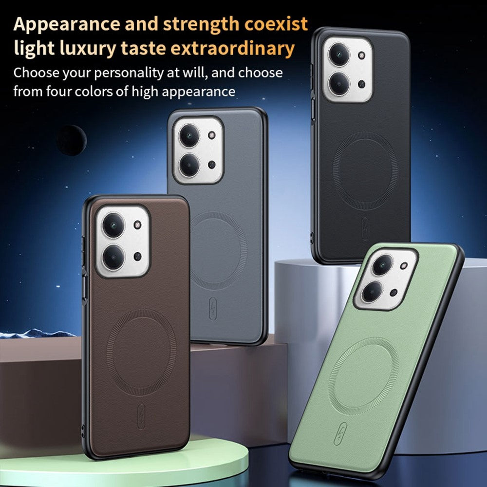 For Xiaomi Redmi 15R 5G Magnetic Case Magnetic Case Leather Coated TPU + PC Phone Cover