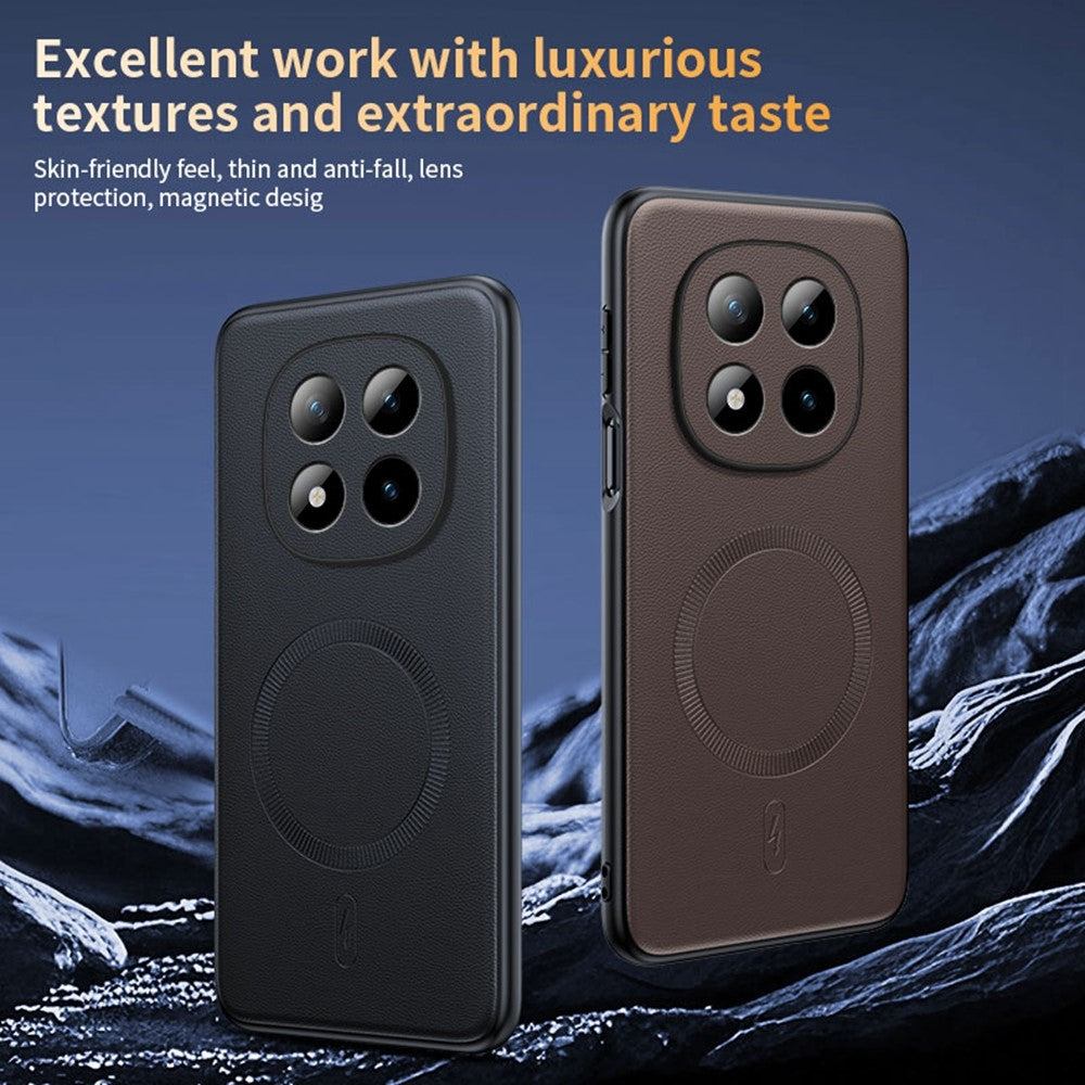 For Xiaomi Poco M8 Pro 5G / Redmi Note 15 Pro+ 5G (Global) Magnetic Case Leather Coated TPU + PC Phone Cover