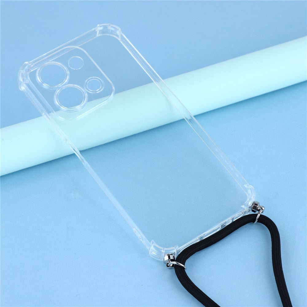 Phone Case For Xiaomi Redmi 15C 4G (EU) (173mm) / 15C 5G (EU) (173mm) / Poco C85 4G (173mm) Reinforced Corner TPU Clear Cover with Lanyard