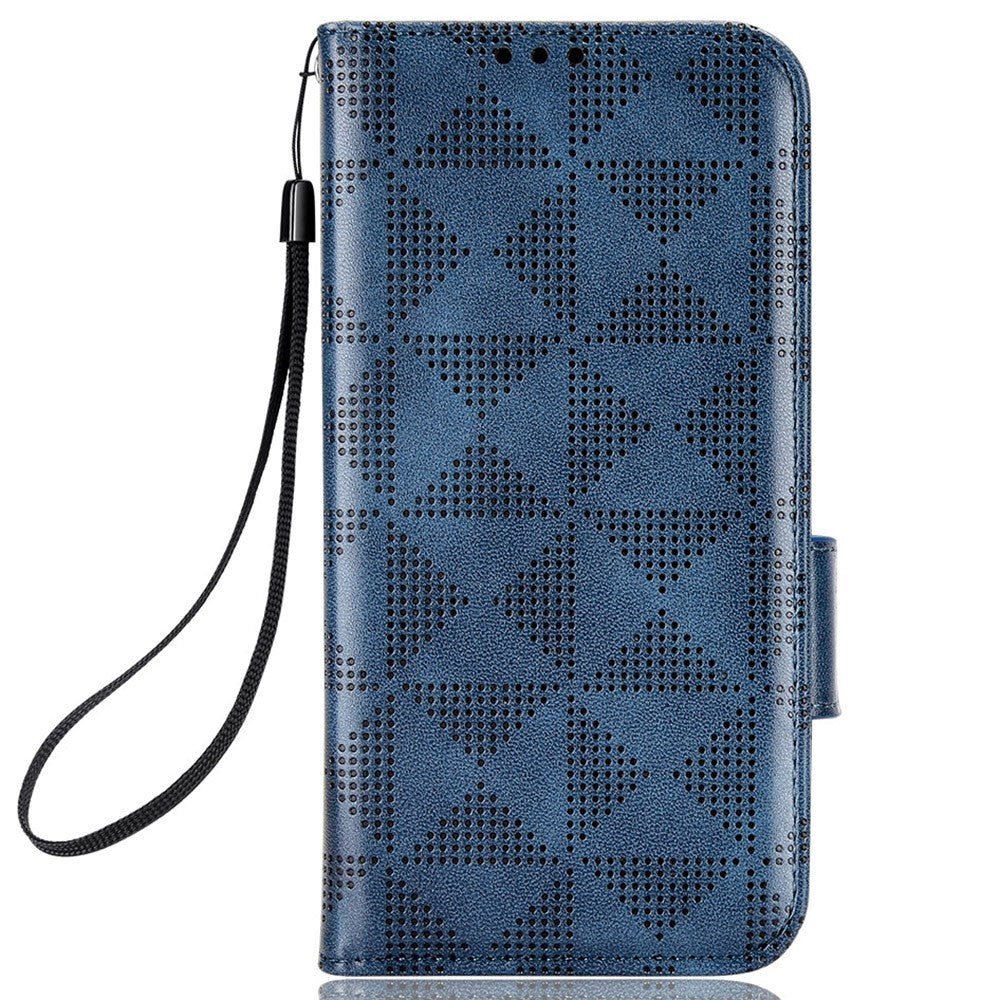 For Xiaomi 12T Pro 5G Imprinted Triangle Pattern Stand Anti-scratch Phone Case PU Leather Flip Wallet Cover with Hand Strap