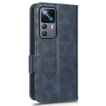 For Xiaomi 12T Pro 5G Imprinted Triangle Pattern Stand Anti-scratch Phone Case PU Leather Flip Wallet Cover with Hand Strap