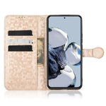 Xiaomi 12T Pro 5G Prickmönster Präglat PU-läder mobilskal Stativ Plånbok Magnetisk Stoppsäkert Flip Folio mobilskal med Rem