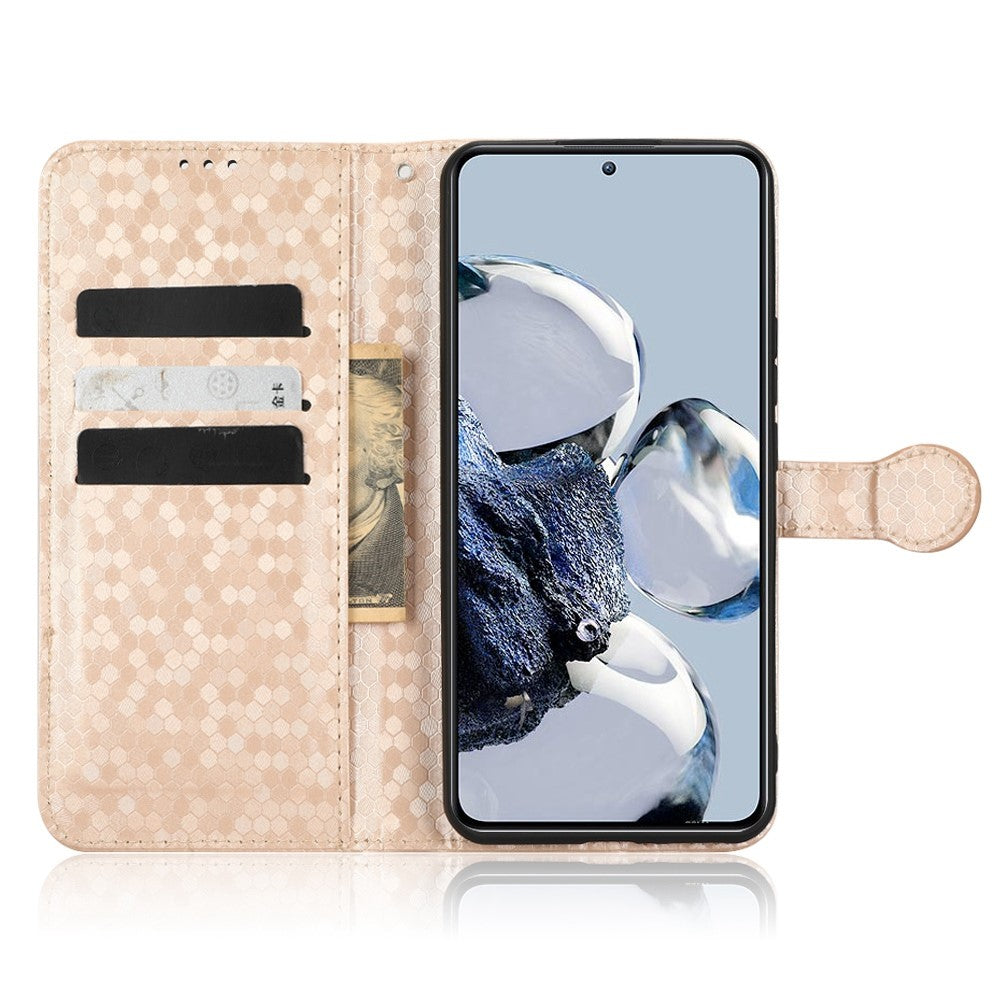 Xiaomi 12T Pro 5G Prickmönster Präglat PU-läder mobilskal Stativ Plånbok Magnetisk Stoppsäkert Flip Folio mobilskal med Rem