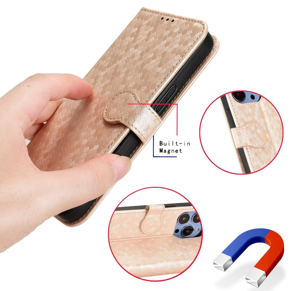 Xiaomi 12T Pro 5G Prickmönster Präglat PU-läder mobilskal Stativ Plånbok Magnetisk Stoppsäkert Flip Folio mobilskal med Rem