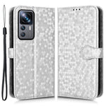 Xiaomi 12T Pro 5G Prickmönster Präglat PU-läder mobilskal Stativ Plånbok Magnetisk Stoppsäkert Flip Folio mobilskal med Rem