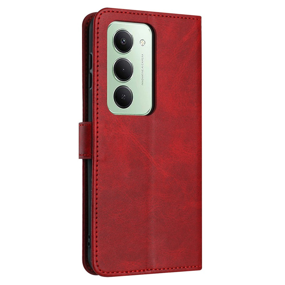 For Xiaomi Redmi 15 4G (EU) (171mm) / 15 5G (EU) (171mm) Case Flip Stand Calf Texture PU Leather Wallet Phone Cover with Strap