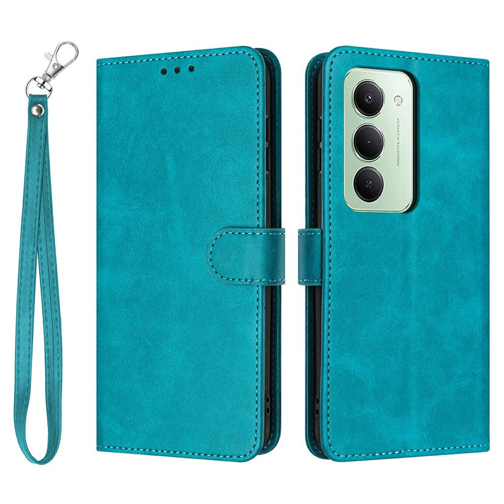 For Xiaomi Redmi 15 4G (EU) (171mm) / 15 5G (EU) (171mm) Case Flip Stand Calf Texture PU Leather Wallet Phone Cover with Strap
