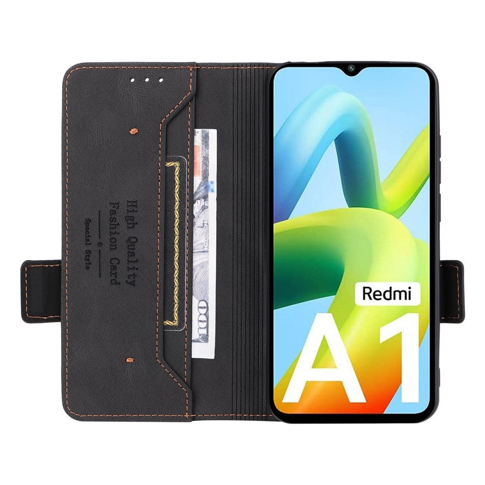 For Xiaomi Redmi A1 4G / A2 4G PU Leather  Wallet Phone Case Hardware Decor Magnetic Closure Stand Function Folio Shockproof Full Protection Cover