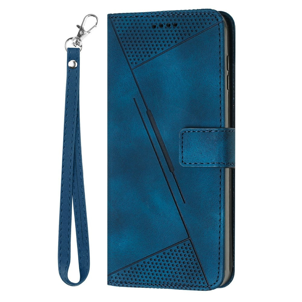 For Xiaomi Redmi 15 4G (EU) (171mm) / 15 5G (EU) (171mm) Leather Case Imprinted Triangle Phone Cover with Hand Strap