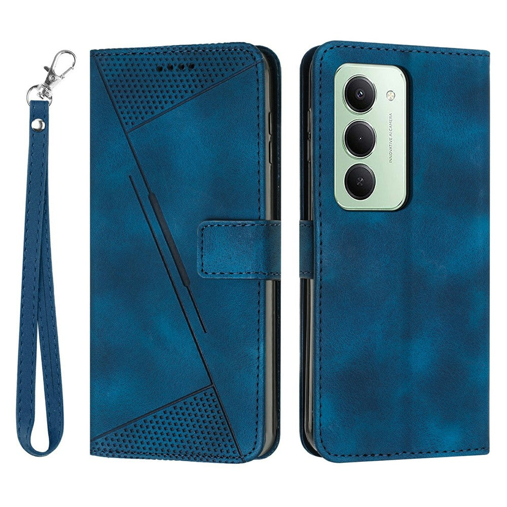 For Xiaomi Redmi 15 4G (EU) (171mm) / 15 5G (EU) (171mm) Leather Case Imprinted Triangle Phone Cover with Hand Strap