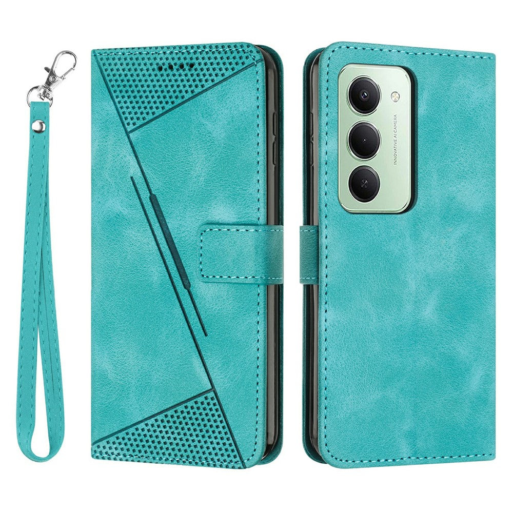 For Xiaomi Redmi 15 4G (EU) (171mm) / 15 5G (EU) (171mm) Leather Case Imprinted Triangle Phone Cover with Hand Strap