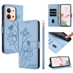 Läderfodral till Xiaomi Redmi 15C 5G (EU) (173 mm) / 4G (EU) (173 mm) / Poco C85 4G (173 mm) Lotus Imprint mobilskal med handledsrem