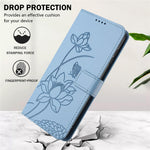 Läderfodral till Xiaomi Redmi 15C 5G (EU) (173 mm) / 4G (EU) (173 mm) / Poco C85 4G (173 mm) Lotus Imprint mobilskal med handledsrem