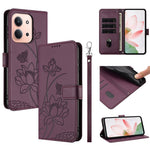 Läderfodral till Xiaomi Redmi 15C 5G (EU) (173 mm) / 4G (EU) (173 mm) / Poco C85 4G (173 mm) Lotus Imprint mobilskal med handledsrem