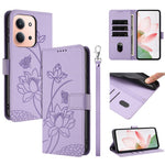 Läderfodral till Xiaomi Redmi 15C 5G (EU) (173 mm) / 4G (EU) (173 mm) / Poco C85 4G (173 mm) Lotus Imprint mobilskal med handledsrem