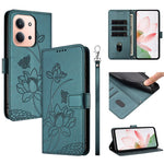 Läderfodral till Xiaomi Redmi 15C 5G (EU) (173 mm) / 4G (EU) (173 mm) / Poco C85 4G (173 mm) Lotus Imprint mobilskal med handledsrem