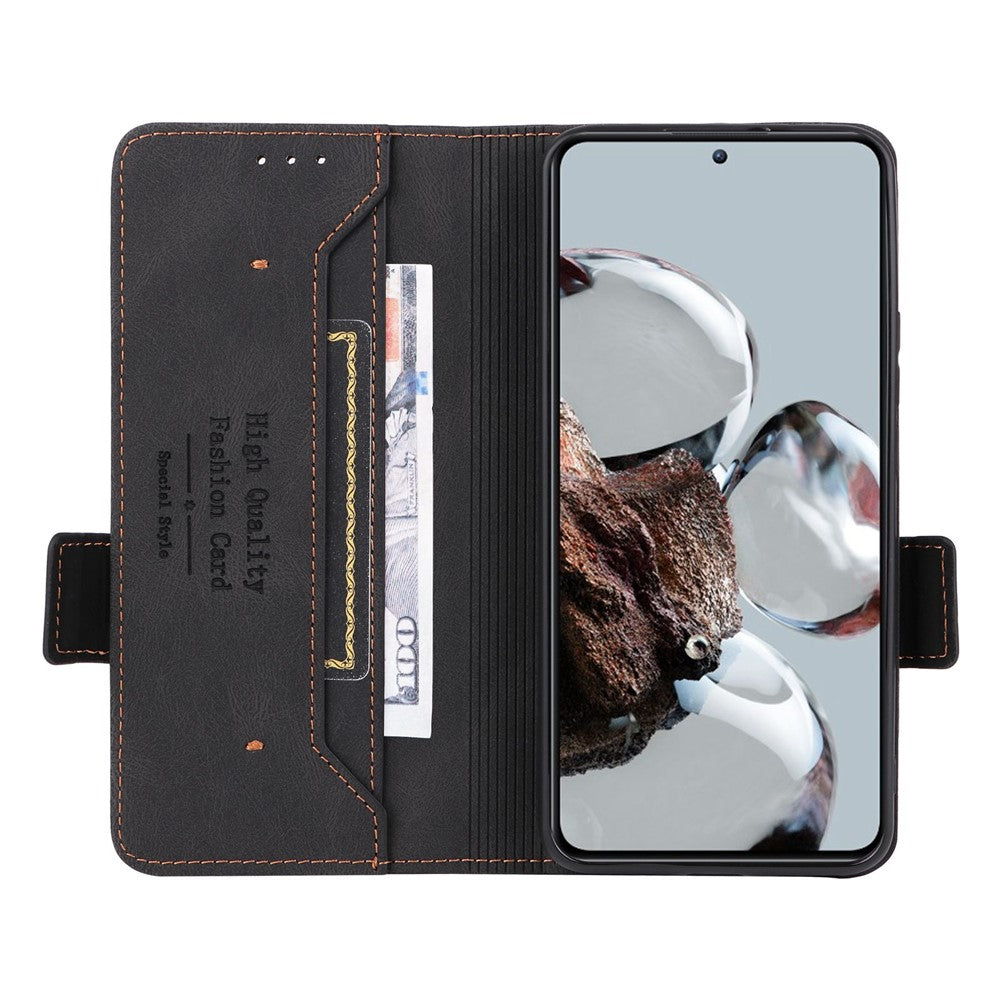 For Xiaomi 12T 5G / Redmi K50 Ultra 5G Wallet Flip Phone Cover Hardware Decor PU Leather Magnetic Closure Stand Case