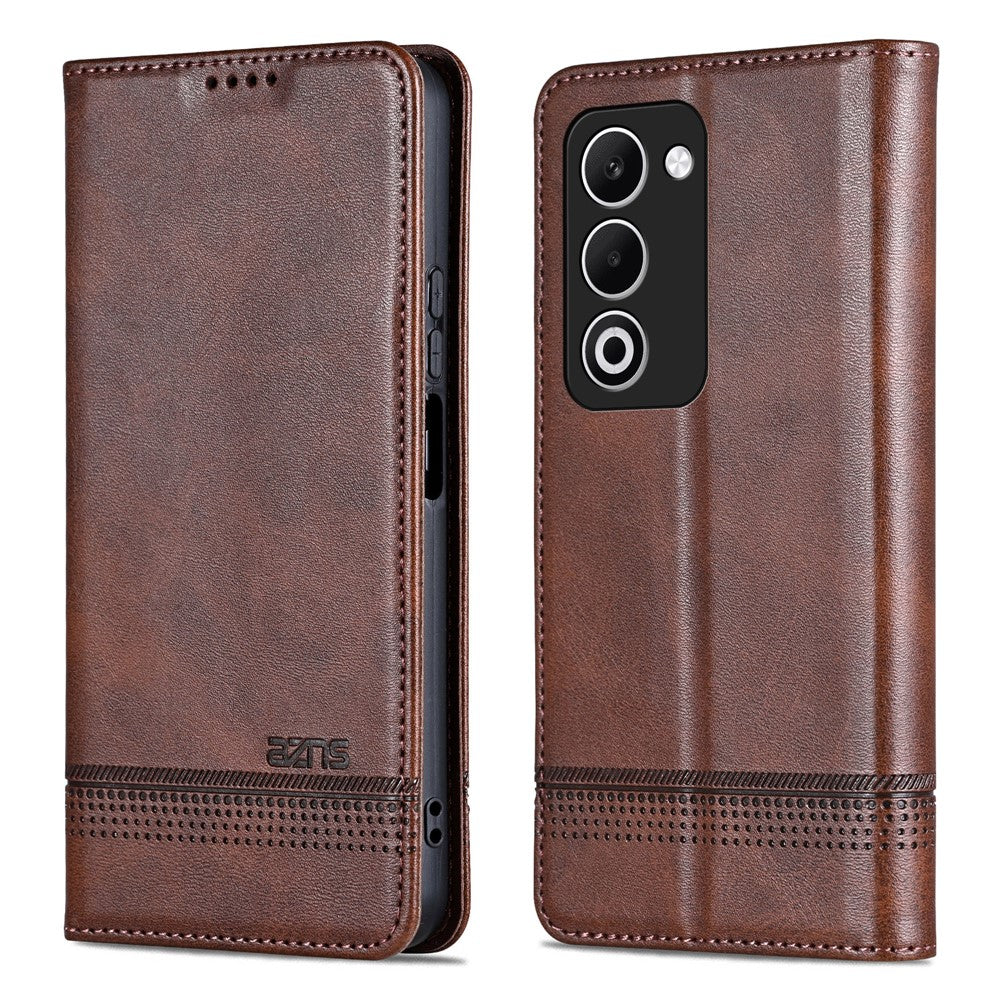 AZNS Wallet Case for Oppo A5 4G / 5G / K13x 5G Cowhide Texture PU Leather Phone Cover