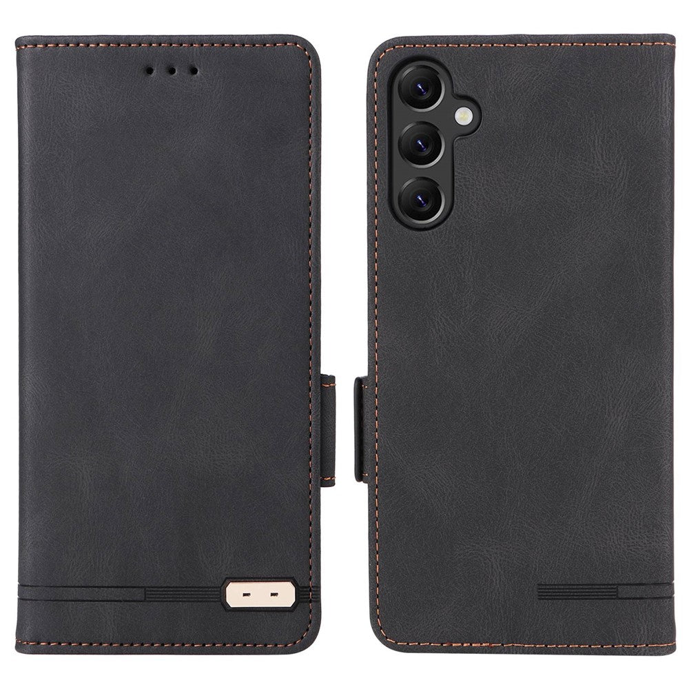 Samsung Galaxy A14 5G / A14 4G Hårdvarudekor Flip Plånboksfodral PU-läder Stativ Magnetiskt Skyddande mobilfodral