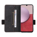 Samsung Galaxy A14 5G / A14 4G Hårdvarudekor Flip Plånboksfodral PU-läder Stativ Magnetiskt Skyddande mobilfodral