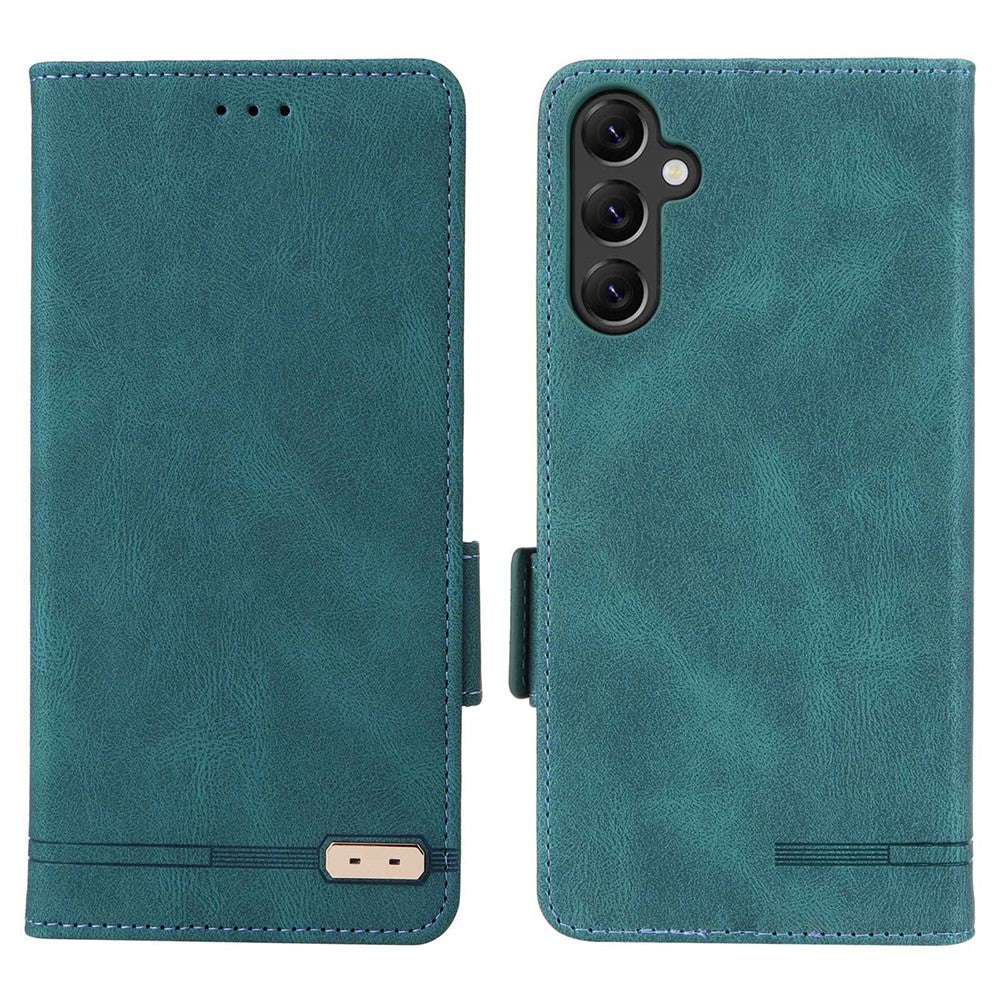 Samsung Galaxy A14 5G / A14 4G Hårdvarudekor Flip Plånboksfodral PU-läder Stativ Magnetiskt Skyddande mobilfodral