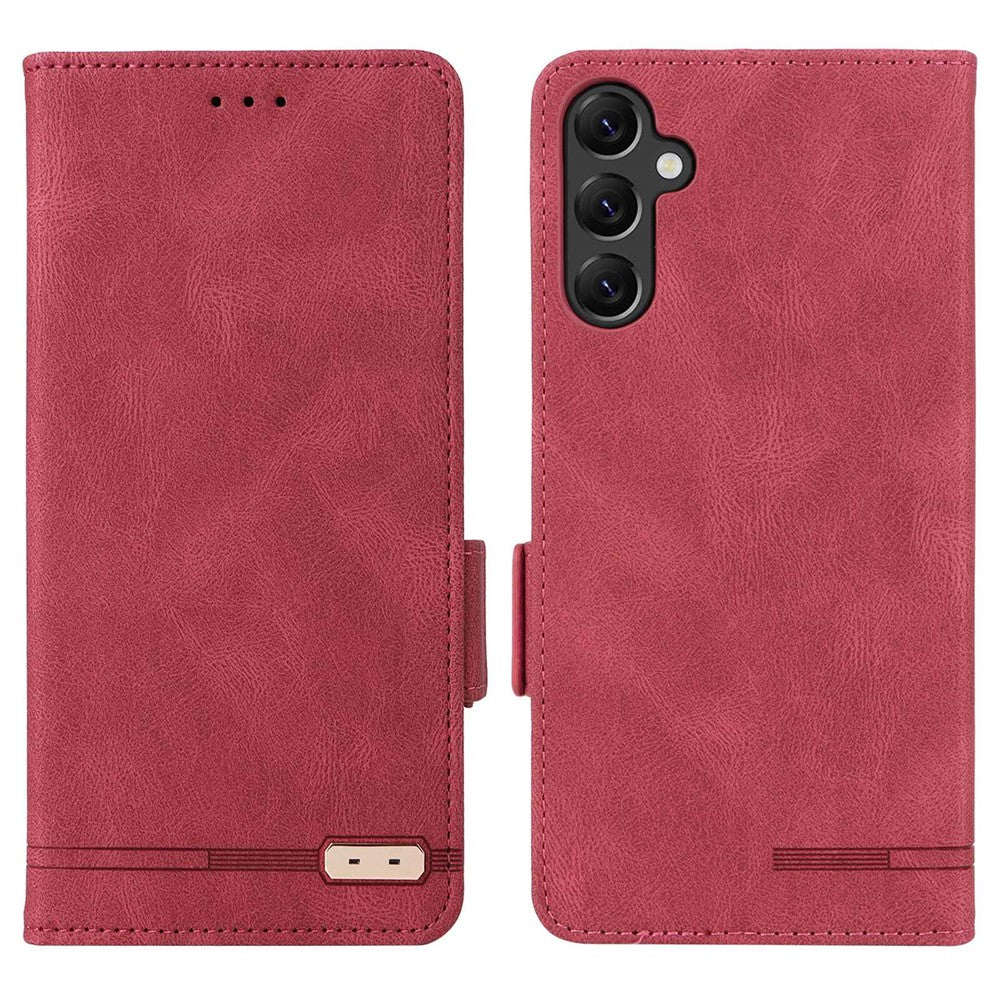 Samsung Galaxy A14 5G / A14 4G Hårdvarudekor Flip Plånboksfodral PU-läder Stativ Magnetiskt Skyddande mobilfodral