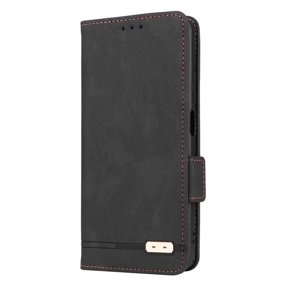 For Oppo A17 4G PU Leather Stand Flip Cover Hardware Decor Dual Magnetic Clasp Protective Wallet Phone Case