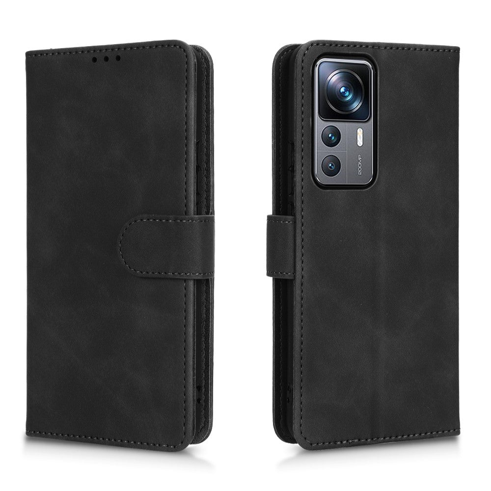 For Xiaomi 12T Pro 5G Cell Phone Cover Skin-touch Feeling PU Leather+TPU Wallet Stand Phone Case