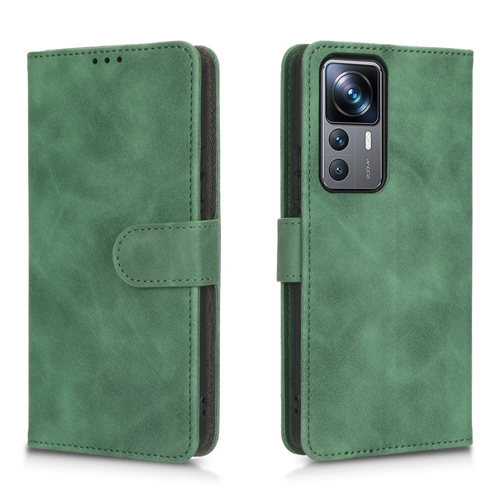 For Xiaomi 12T Pro 5G Cell Phone Cover Skin-touch Feeling PU Leather+TPU Wallet Stand Phone Case