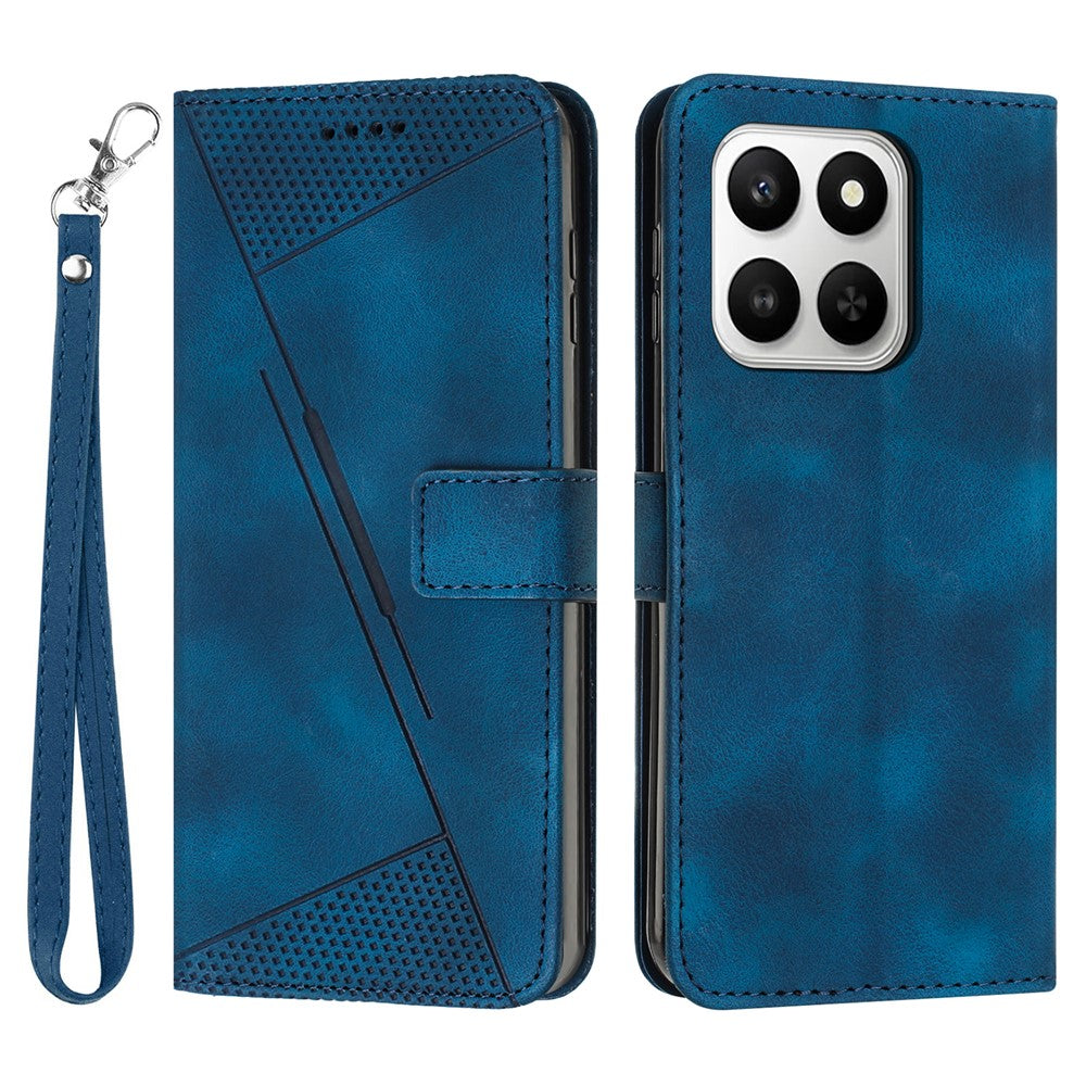 Leather Case For Honor 400 Smart 5G / 4G / X7d 4G / 5G Imprinted Triangle Phone Cover with Hand Strap