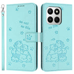 Wallet Case For Honor 400 Smart 5G / 4G / X7d 4G / 5G Cats Imprint Leather Phone Cover with Strap