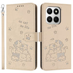Wallet Case For Honor 400 Smart 5G / 4G / X7d 4G / 5G Cats Imprint Leather Phone Cover with Strap