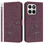 Wallet Case For Honor 400 Smart 5G / 4G / X7d 4G / 5G Cats Imprint Leather Phone Cover with Strap
