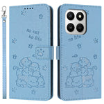 Wallet Case For Honor 400 Smart 5G / 4G / X7d 4G / 5G Cats Imprint Leather Phone Cover with Strap